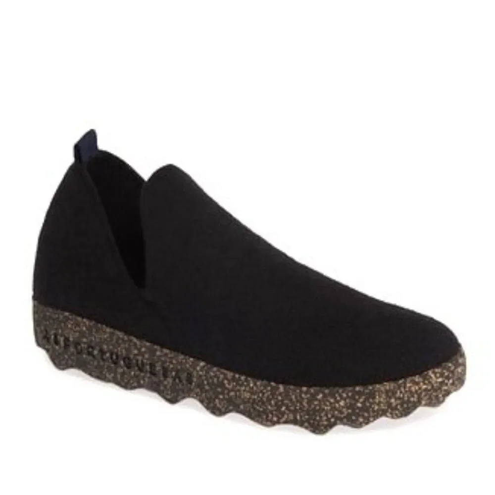 Asportuguesas Fly London City Black Tweed Cork Slip On Men’s 8 Womens 10 EU 41